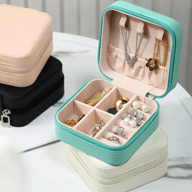 GlowKeep Travel Jewelry Organizer - open interior with velvet lining